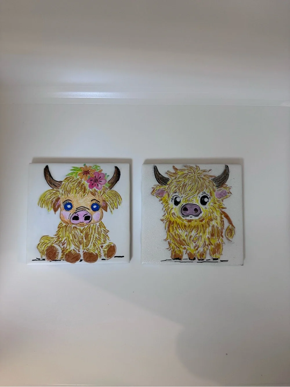 Handmade Yellow Highland Cow Coaster Set